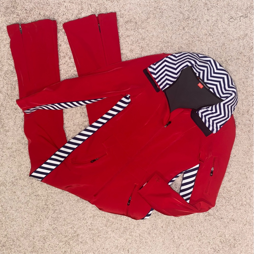 Perfect Moment Aspen Ski Suit Red Chevron Stripe Medium Waterproof Red White